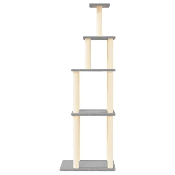 vidaXL Cat Tree Light Grey Engineered wood, plush, sisal 72.0 in tall