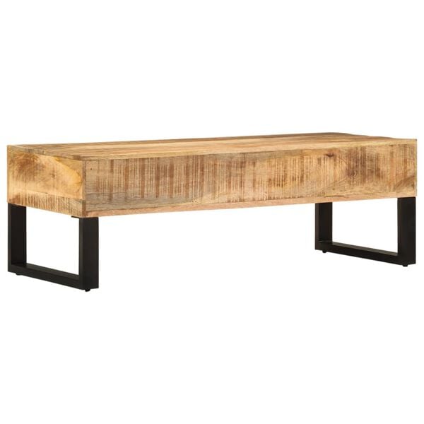 vidaXL Coffee Table Natural wood, Black Solid mango wood, Galvanized steel