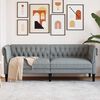 vidaXL Chesterfield Sofa Light Grey 100% Polyester, Plywood, Solid Wood