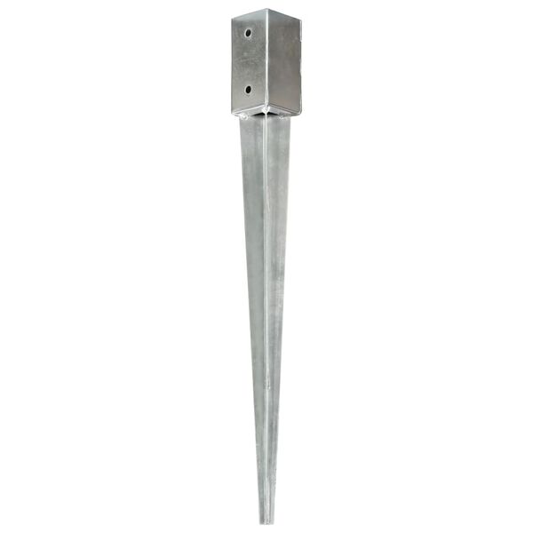 vidaXL Ground Spikes 2 pcs Silver 2.8x2.8x29.5" Galvanised Steel