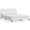 vidaXL Bed Frame White Faux Leather Full Bed Frame Rectangular