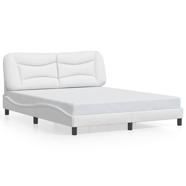 vidaXL Bed Frame White Faux Leather Full Bed Frame Rectangular