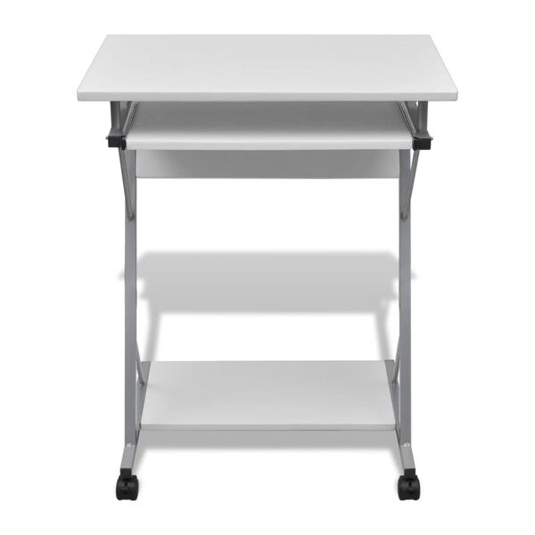 vidaXL Computer Desk White Particle Board Compact Pull-Out