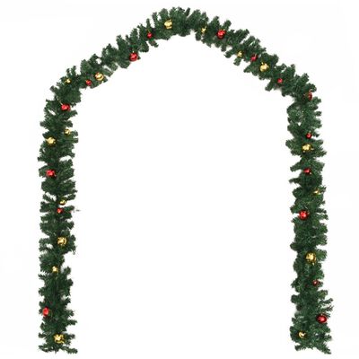 vidaXL Christmas Garlands 4 pcs with Baubles Green 106.2" PVC