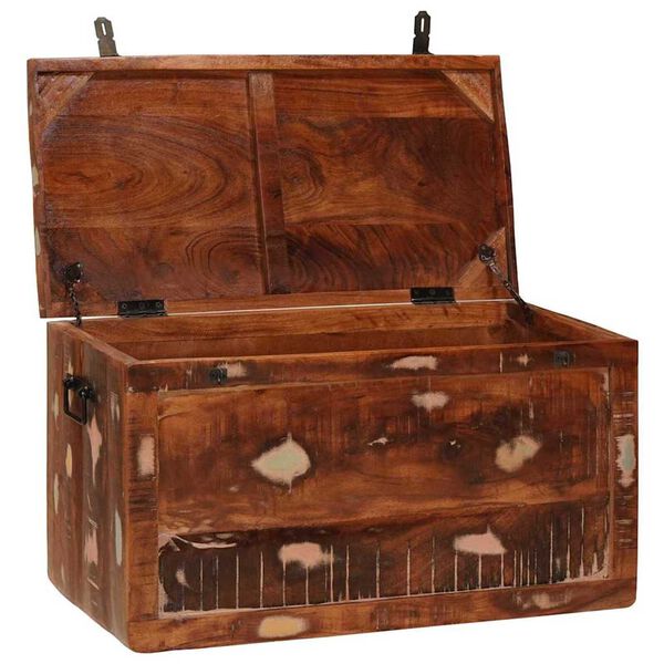 vidaXL Storage Box with Storage with Lock Brown Solid Mango Wood