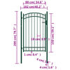 vidaXL Fence Gate with Arched Top Steel 39.4x59.1" Green