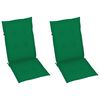 vidaXL Patio Chairs 2 pcs with Green Cushions Solid Teak Wood