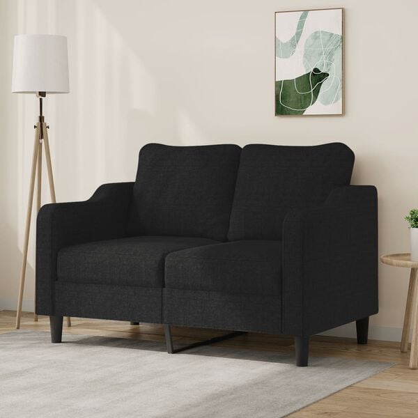vidaXL 2-seater Sofa Black Fabric (100% polyester) 47.2 in Seat width