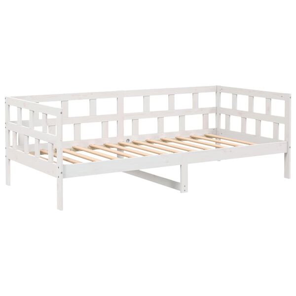 vidaXL Day Bed White Solid Pine Wood Twin