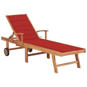 vidaXL Sun Lounger Teak, Red Solid Teak wood 76.8 x 23.4 x 13.8 inches
