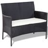 vidaXL Outdoor Furniture Set Black and Cream White PE rattan
