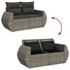 vidaXL Garden Sofa Set Grey PE Rattan Large Adjustable Feet