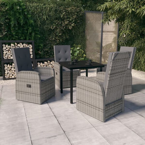 vidaXL Garden Dining Set Grey and Black