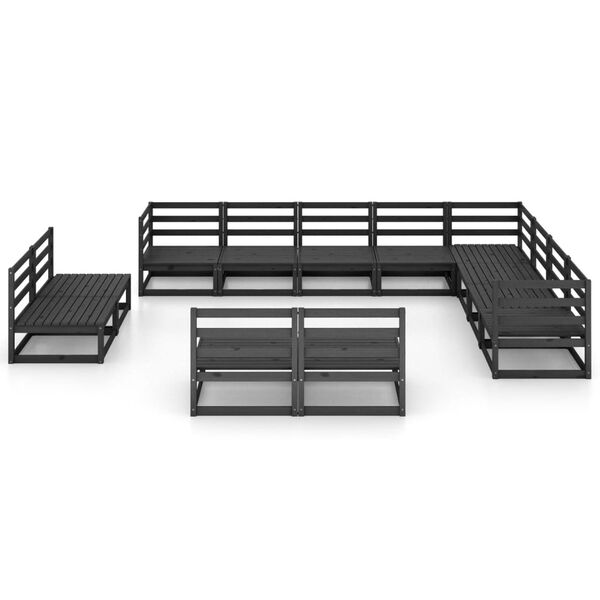 vidaXL Garden Lounge Set Black Solid Pine Large Modular