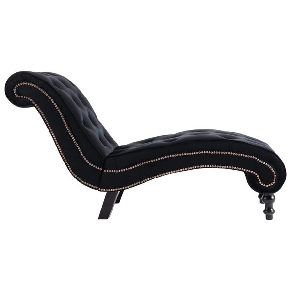 vidaXL Chaise Lounge Black Velvet Medium Ergonomic Modern Durable