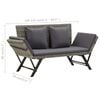 vidaXL Outdoor Sun Bed Grey rattan Poly Rattan 69.3 in