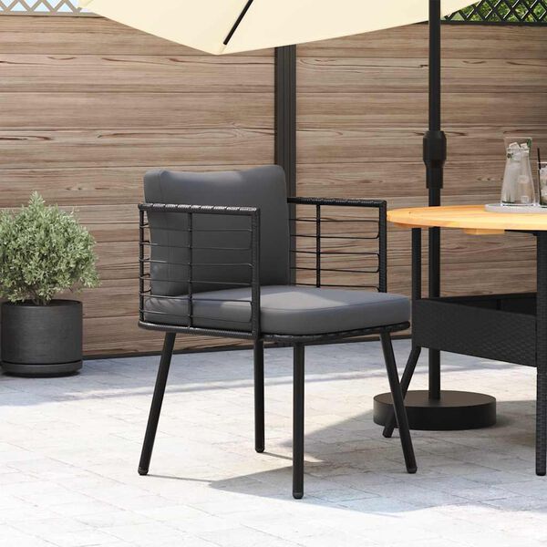 vidaXL Patio Chair with Cushions Black Poly Rattan
