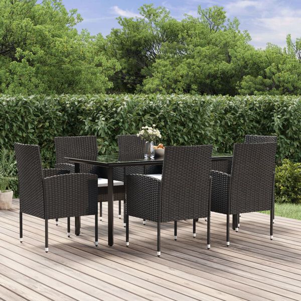 vidaXL Garden Dining Set Black
