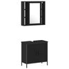 vidaXL Bathroom Furniture Set with Door 4 pcs Black 33 x 33 x 185.5 cm
