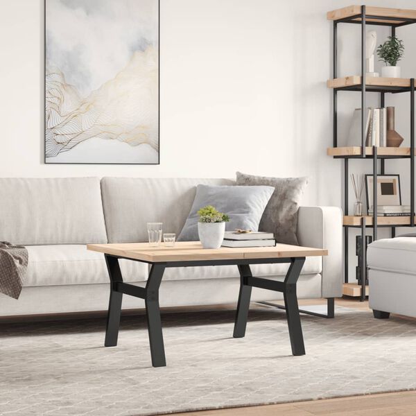 vidaXL Coffee Table Y-Frame 31.5"x31.5"x17.9" Solid Wood Pine and Steel