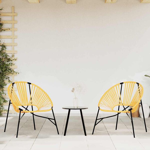vidaXL Garden Chair Set Black and Yellow PE rattan and powder-coated steel