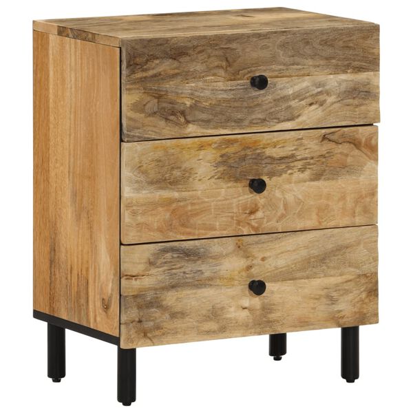 vidaXL Bedside Cabinet Natural Solid Mango Wood, Engineered Wood, Iron