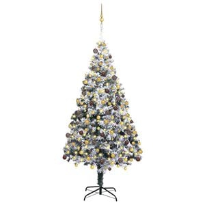 vidaXL Artificial Christmas Tree White 70.9" PVC and Steel and Plastic