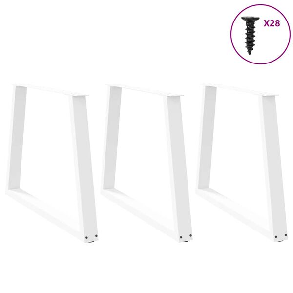 vidaXL Dining Table Leg Set of 3 White Powder-coated steel 35.4 in