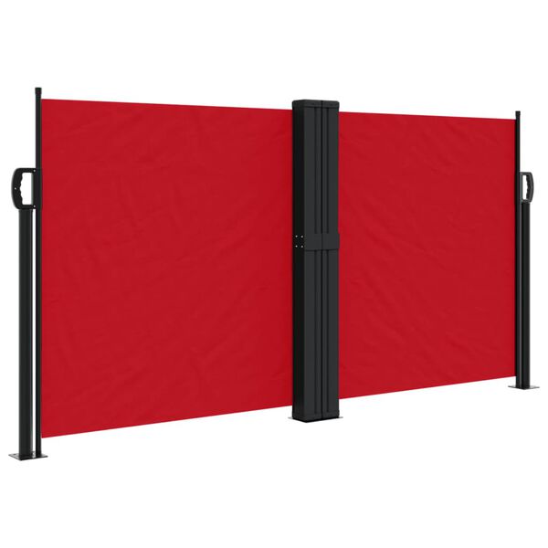 vidaXL Retractable Side Awning Red Polyester with PU coating, Steel