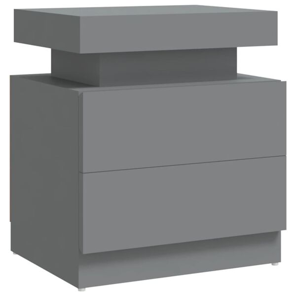 vidaXL Bedside Cabinet Grey Engineered wood 17.7 x 13.8 x 20.5 in Modern