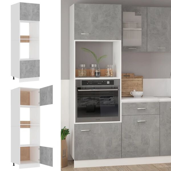 vidaXL Microwave Cabinet Concrete Grey Engineered Wood Large Cabinet