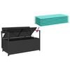vidaXL Patio Storage Bench with Cushion Black Poly Rattan