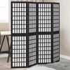 vidaXL Room Divider 4 Panels Black Solid Wood Paulownia