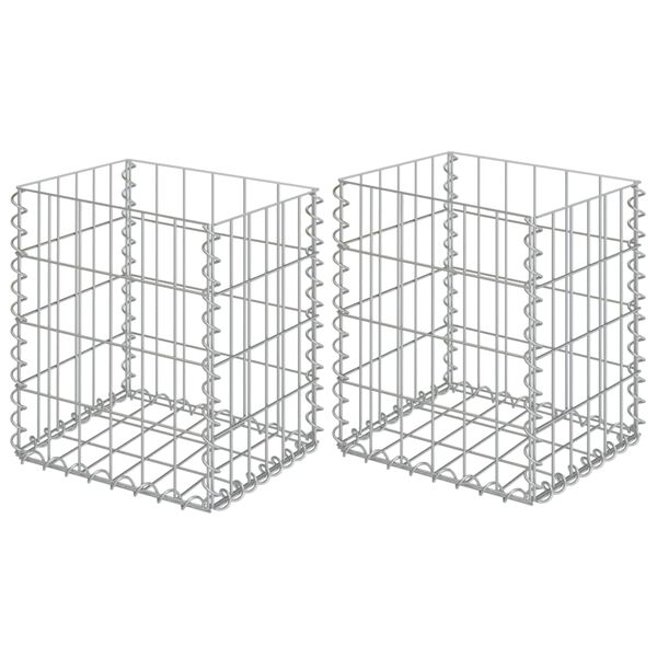vidaXL Gabion Baskets 2 pcs Galvanized Steel 11.8"x11.8"x15.7"