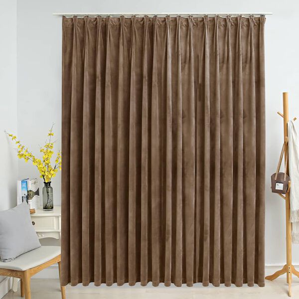 vidaXL Blackout Curtain with Hooks Velvet Beige 114.2x96.5"