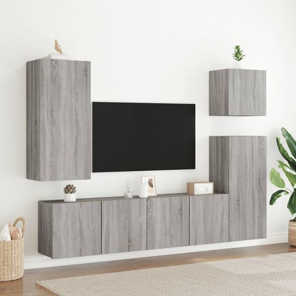 vidaXL TV Cabinet Set of 2 Gray Sonoma Engineered wood Medium