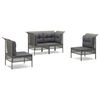 vidaXL 4 Piece Patio Lounge Set with Cushions Grey Poly Rattan