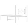 vidaXL Bed Frame White Powder-Coated Steel Twin Bed Frame Rectangular