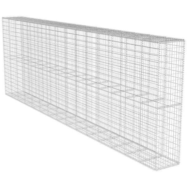 vidaXL Gabion Wall with Cover Galvanized Steel 236.2"x19.7"x78.7"