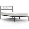 vidaXL Bed Frame Black Powder-Coated Steel Single Bed Frame
