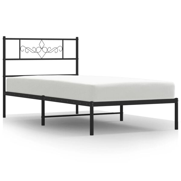 vidaXL Bed Frame Black Powder-Coated Steel Single Bed Frame