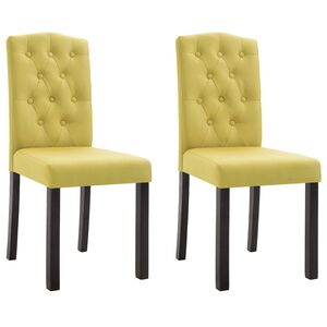 vidaXL Dining Chair Set of 2 Green Fabric and Rubberwood Standard