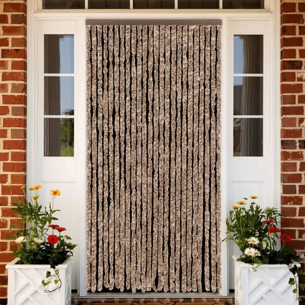 vidaXL Fly Curtain Beige and Dark Brown 39.4x86.6" Chenille