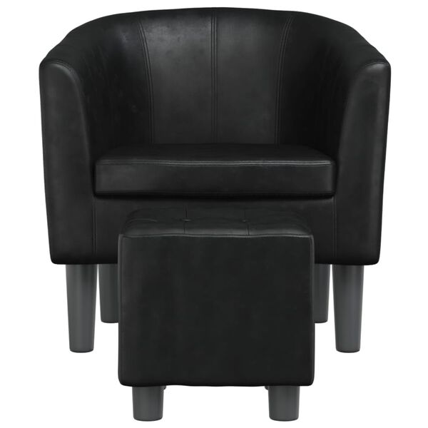 vidaXL Tub Chair Black Faux leather, Pinewood, Plywood, Foam Compact