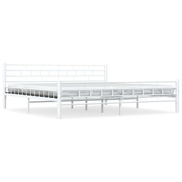 vidaXL Bed Frame White Metal, Plywood Super King Classic/Traditional