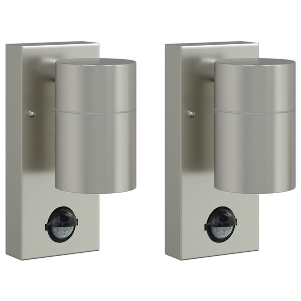 vidaXL Outdoor Wall Light 2 pcs Silver 2.56 x 4.13 x 6.30 in