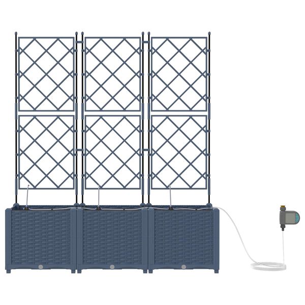 vidaXL Garden Planter 3 pcs Grey 47.24 x 15.75 x 56.30 in Steel