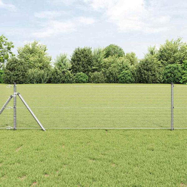 vidaXL Welded Wire Fence Silver 0.6 x 25 m