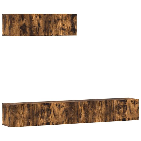 vidaXL TV Cabinet Set 3 Piece Set Smoked Oak Engineered Wood Medium