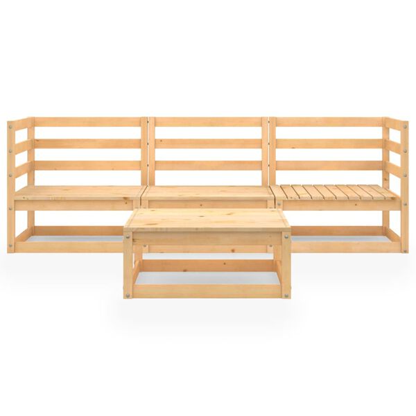 vidaXL Garden Lounge Set Natural Wood Solid pine wood Standard Modular